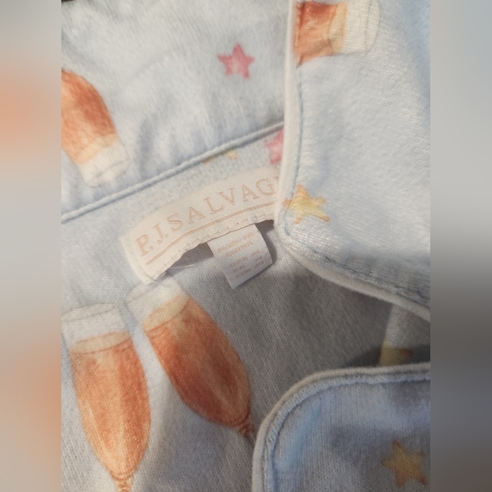 R.J. Salvage Light Blue Pajama Top with Champagne Print - Picture 4 of 4